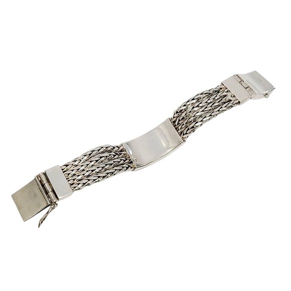 Sterling Silver Multi-Strand Woven/Wheat Bracelet Box Clasp #9097 - Picture 8 of 12
